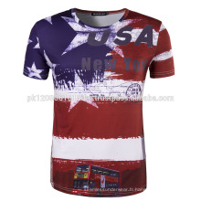 T-shirt en coton au design personnalisé avec drapeau américain des États-Unis